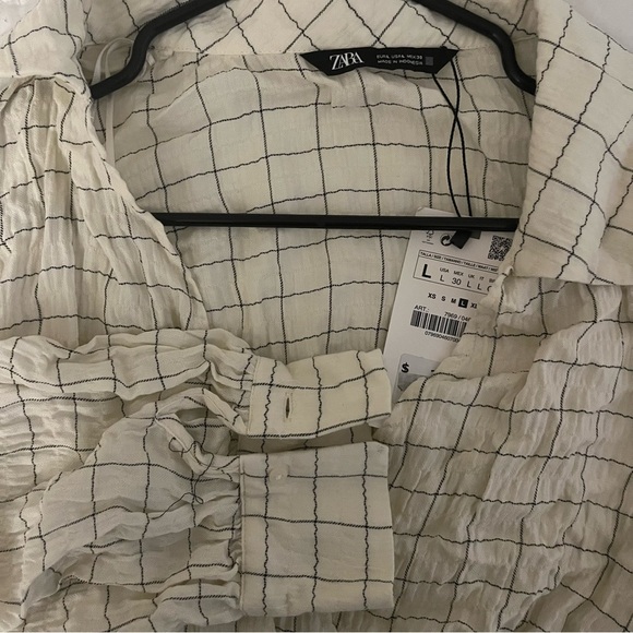 NWT Zara cropped plaid checked wrap top size L - Picture 7 of 7